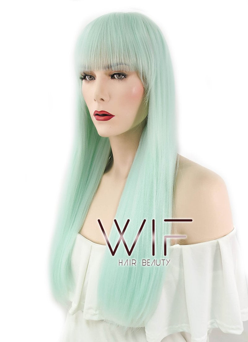 26" Straight Light Green Synthetic Wig WIG319