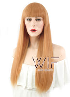 24" Straight Pinkish Orange Synthetic Wig WIG320