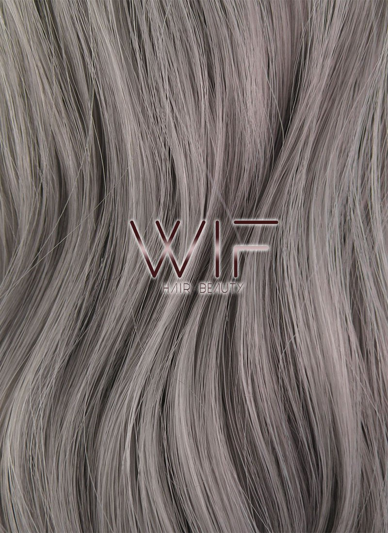 20" Wavy Grey With Dark Roots Synthetic Wig WIG322