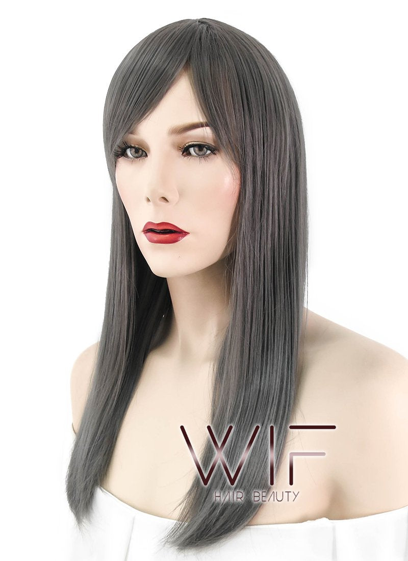 21" Straight Dark Grey Synthetic Wig WIG326