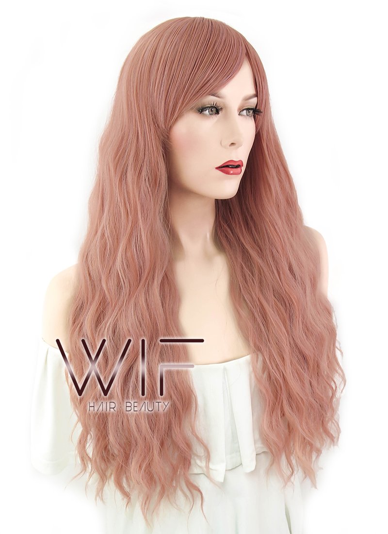 26" Wavy Milkshake Pink Synthetic Wig WIG328