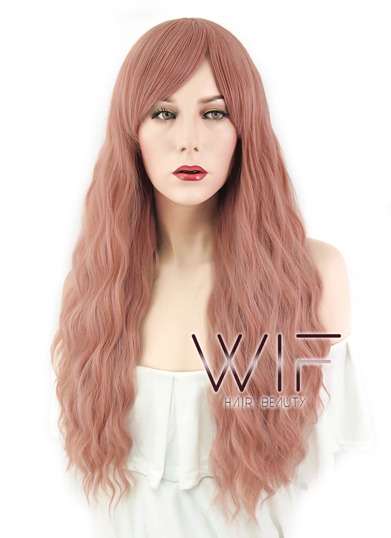 26" Wavy Milkshake Pink Synthetic Wig WIG328