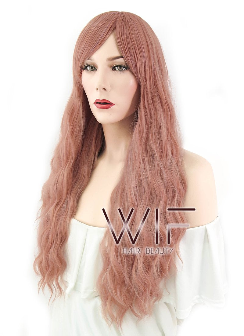 26" Wavy Milkshake Pink Synthetic Wig WIG328
