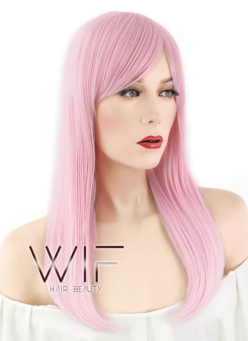 21" Straight Pink Synthetic Wig WIG330