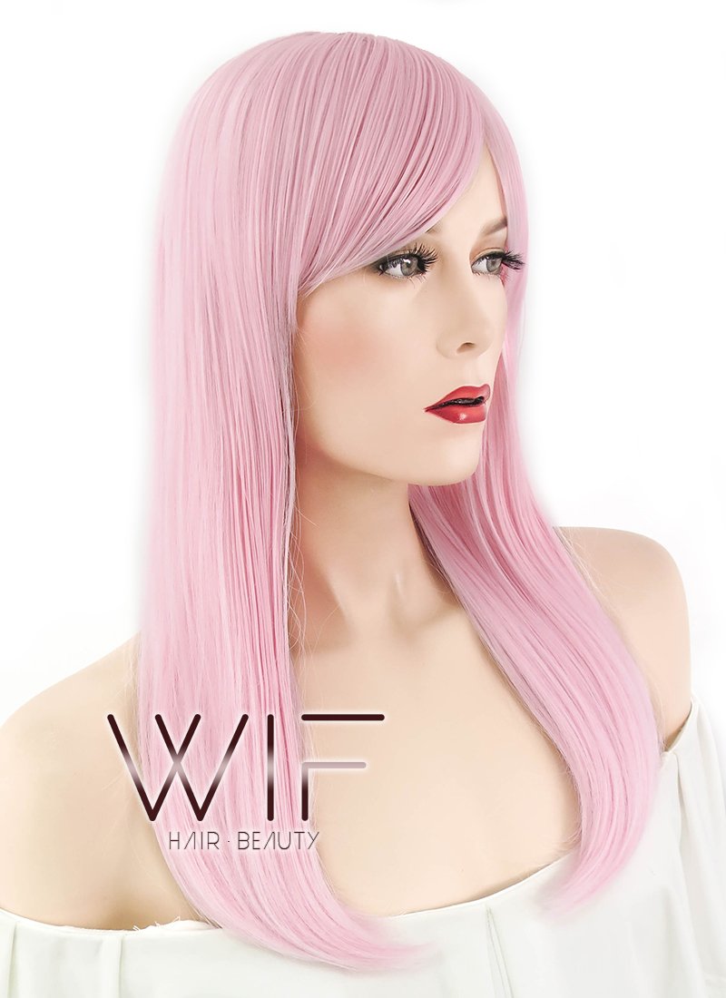 21" Straight Pink Synthetic Wig WIG330