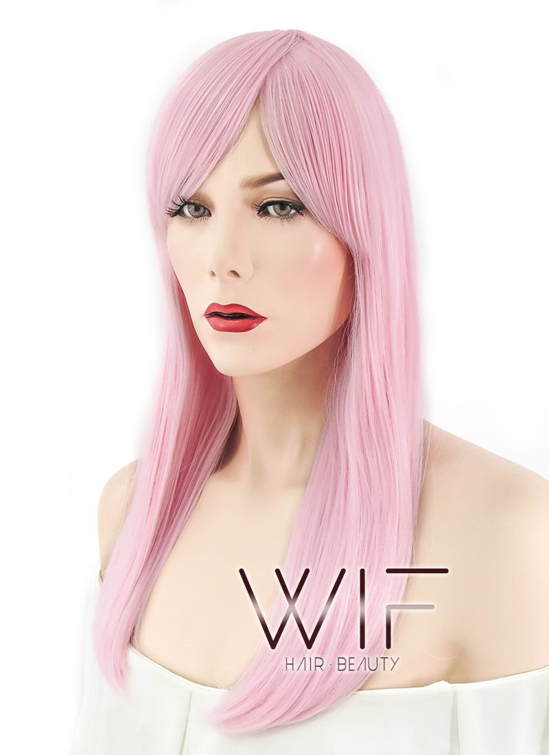 21" Straight Pink Synthetic Wig WIG330
