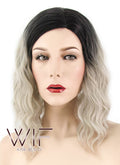 17" Wavy Blonde With Dark Roots Synthetic Wig WIG332
