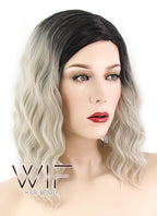 17" Wavy Blonde With Dark Roots Synthetic Wig WIG332