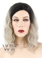 17" Wavy Blonde With Dark Roots Synthetic Wig WIG332