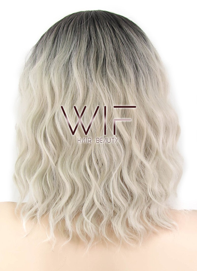 17" Wavy Blonde With Dark Roots Synthetic Wig WIG332