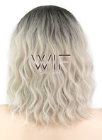 17" Wavy Blonde With Dark Roots Synthetic Wig WIG332