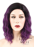 16" Wavy Purple With Dark Roots Synthetic Wig WIG333