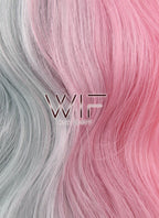 28" Wavy Pink Grey Split Color Synthetic Wig WIG335