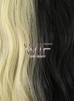 29" Wavy Blonde Black Split Color Synthetic Wig WIG339