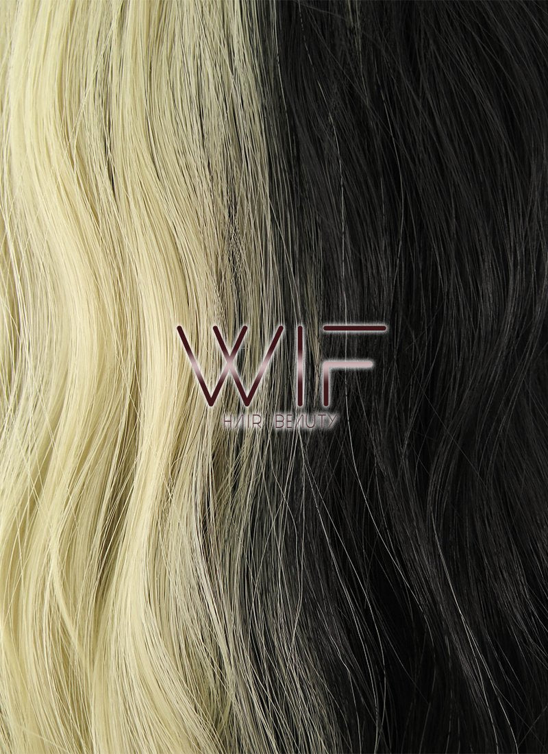29" Wavy Blonde Black Split Color Synthetic Wig WIG339