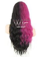 27" Wavy Magenta Mixed Black Synthetic Wig WIG342