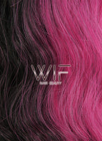 27" Wavy Magenta Mixed Black Synthetic Wig WIG342