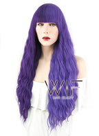 31" Wavy Two Tone Purple Split Color Synthetic Wig WIG343