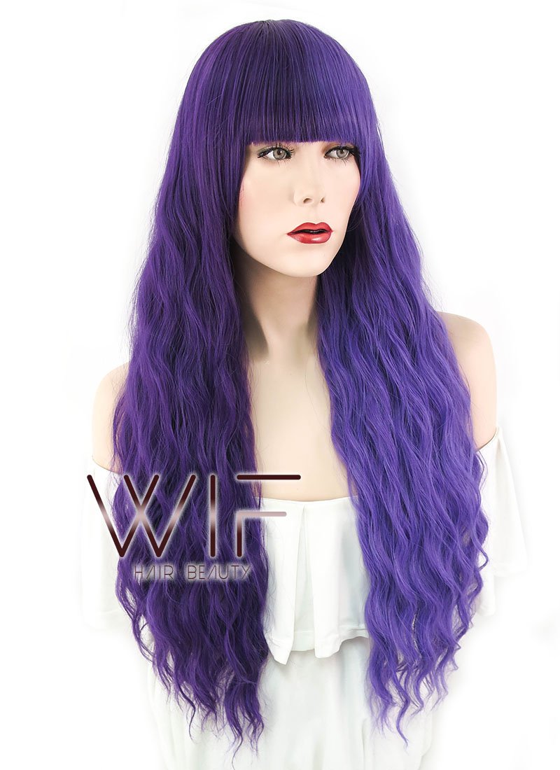 31" Wavy Two Tone Purple Split Color Synthetic Wig WIG343