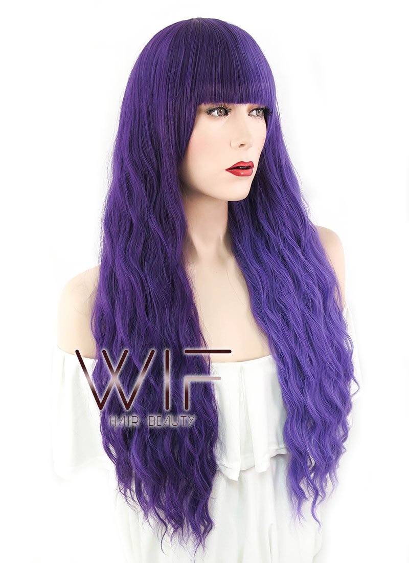 31" Wavy Two Tone Purple Split Color Synthetic Wig WIG343