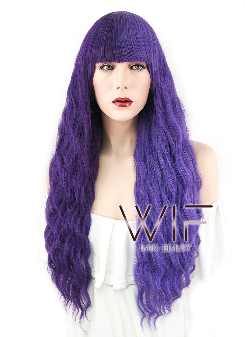 31" Wavy Two Tone Purple Split Color Synthetic Wig WIG343