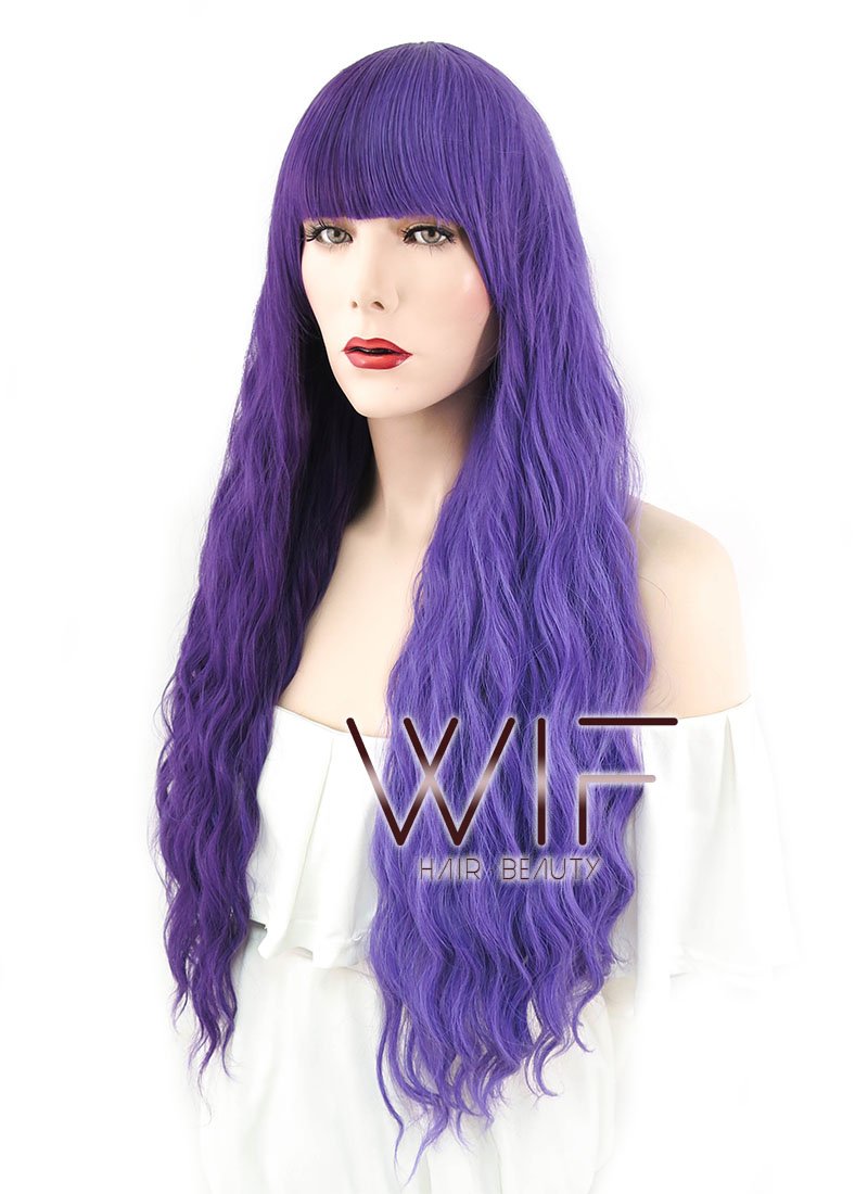 31" Wavy Two Tone Purple Split Color Synthetic Wig WIG343