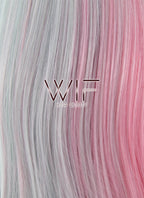 15" Wavy Pink Blue Split Color Synthetic Wig WIG345