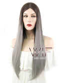 30" Straight Two Tone Grey Synthetic Wig WIG346