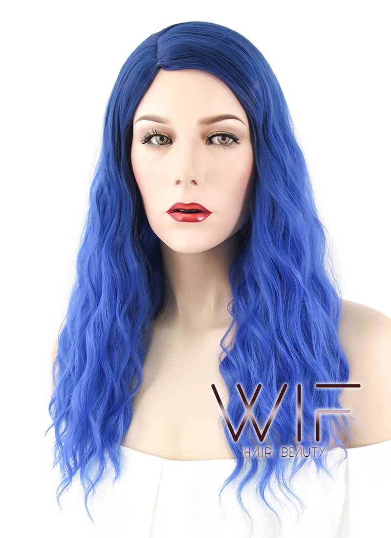 21" Wavy Blue Synthetic Wig WIG352
