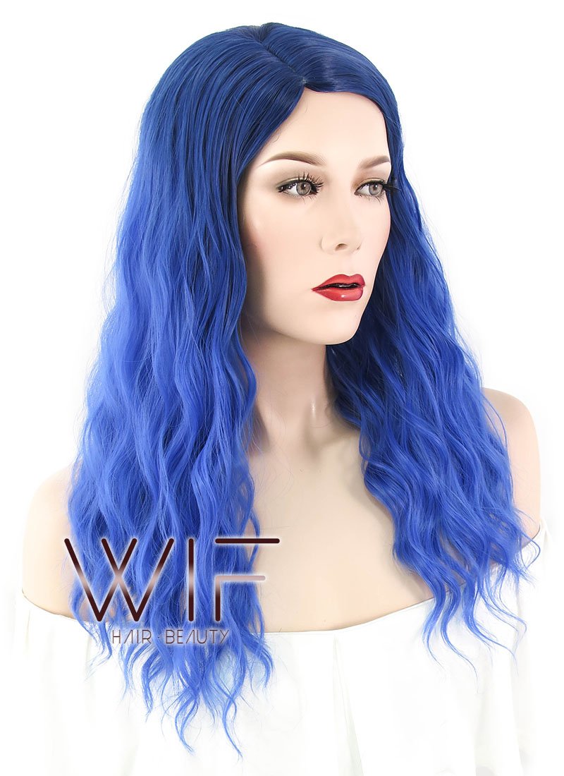 21" Wavy Blue Synthetic Wig WIG352
