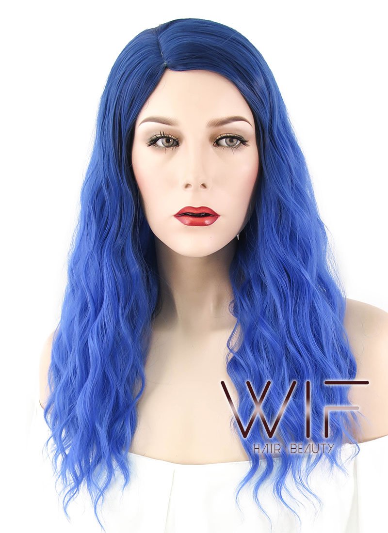 21" Wavy Blue Synthetic Wig WIG352