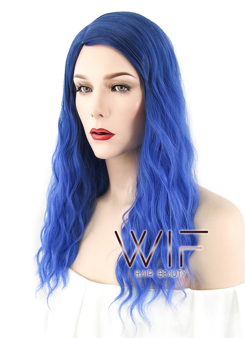 21" Wavy Blue Synthetic Wig WIG352