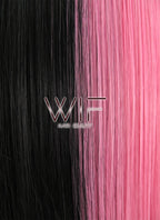 26" Straight Pink Black Split Color Synthetic Wig WIG353