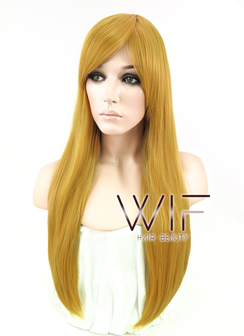 27" Straight Blonde Synthetic Wig ZB056