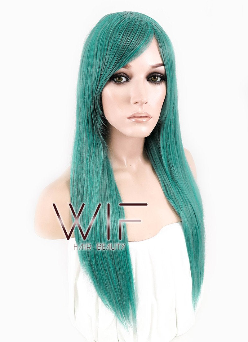 27" Straight Mixed Green Synthetic Wig ZB143