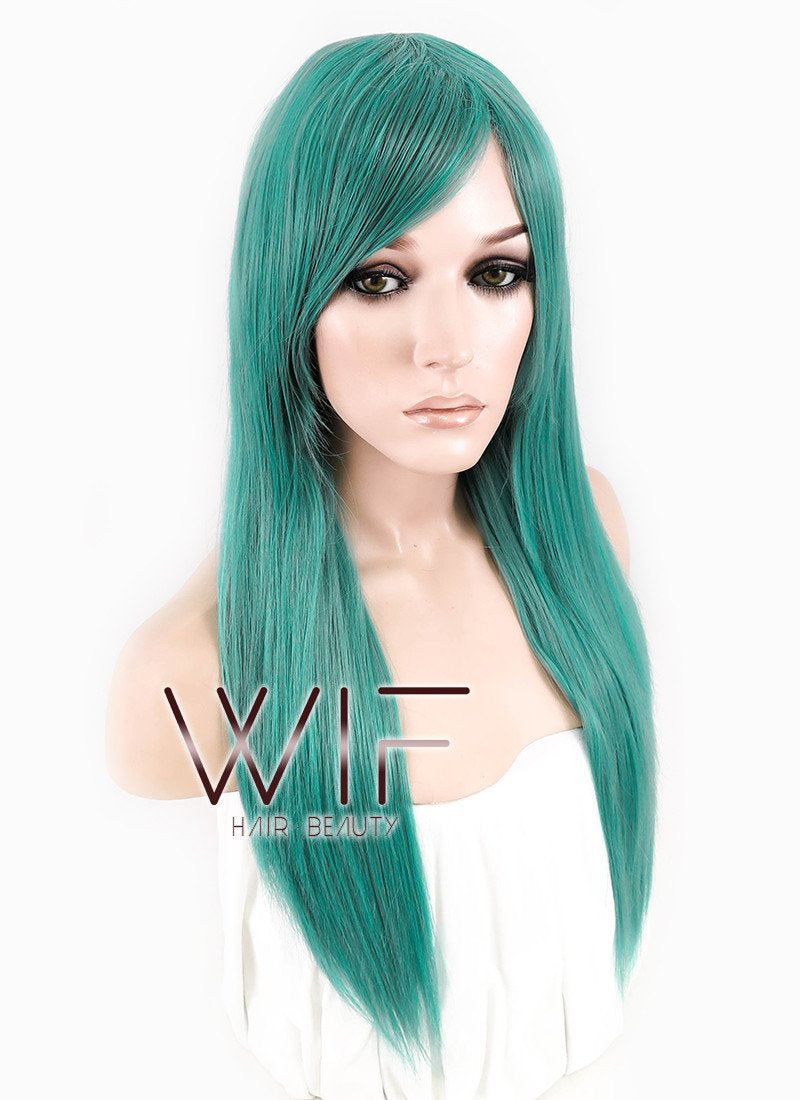 27" Straight Mixed Green Synthetic Wig ZB143