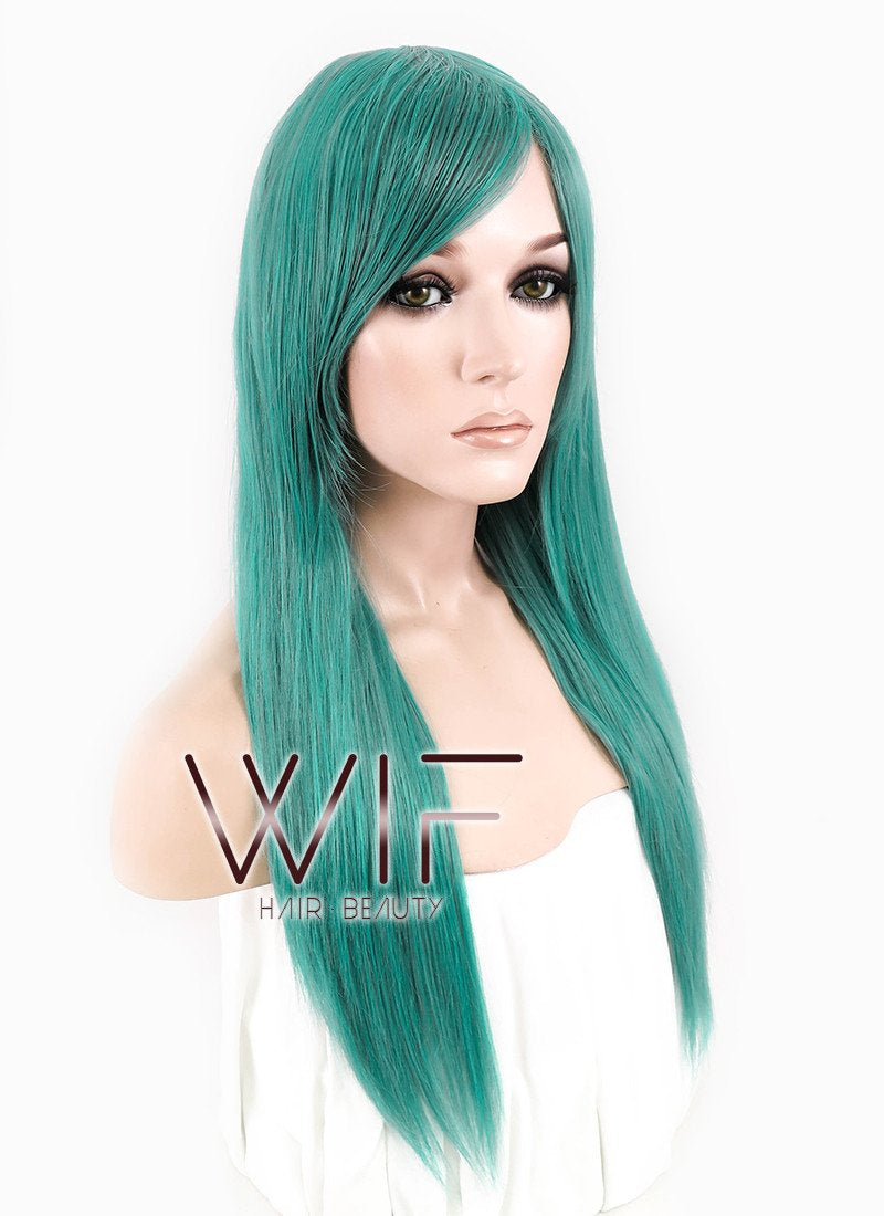 27" Straight Mixed Green Synthetic Wig ZB143