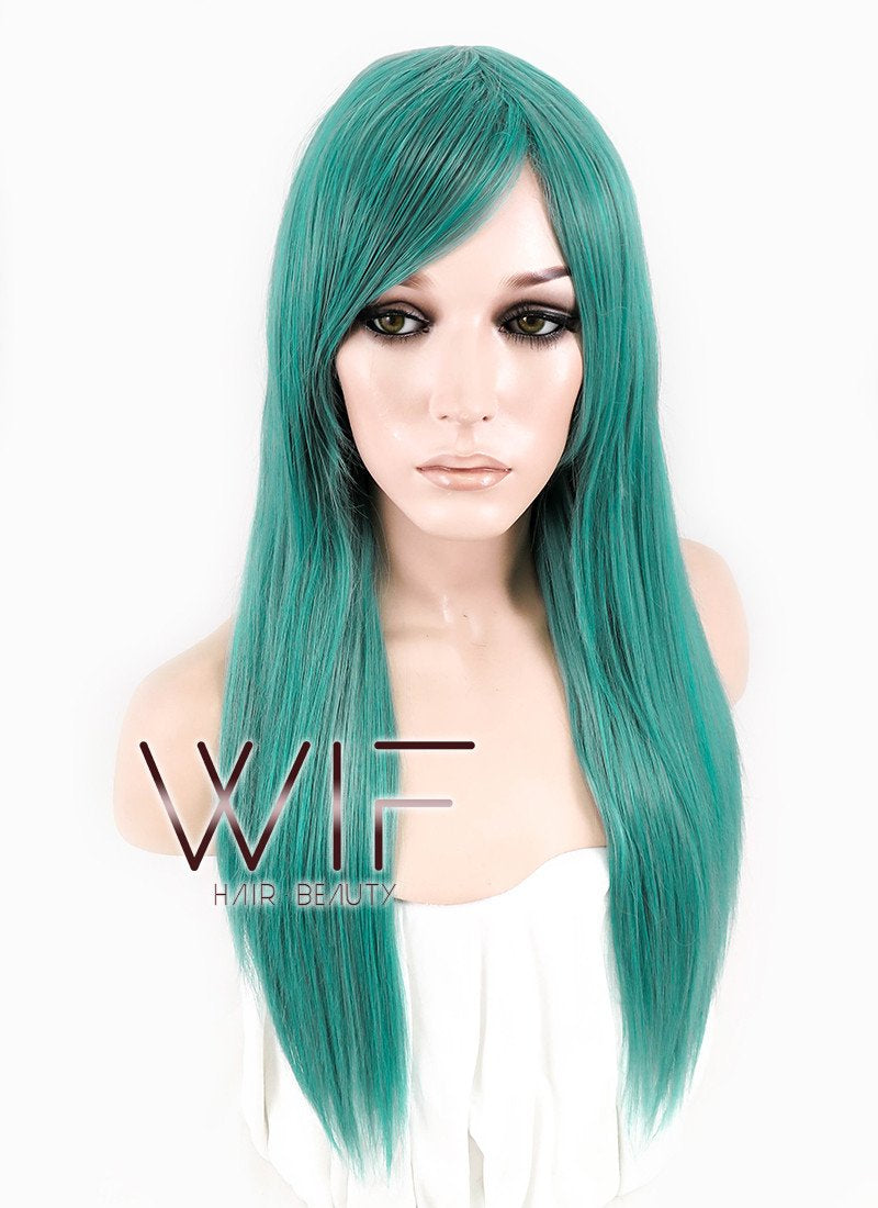 27" Straight Mixed Green Synthetic Wig ZB143