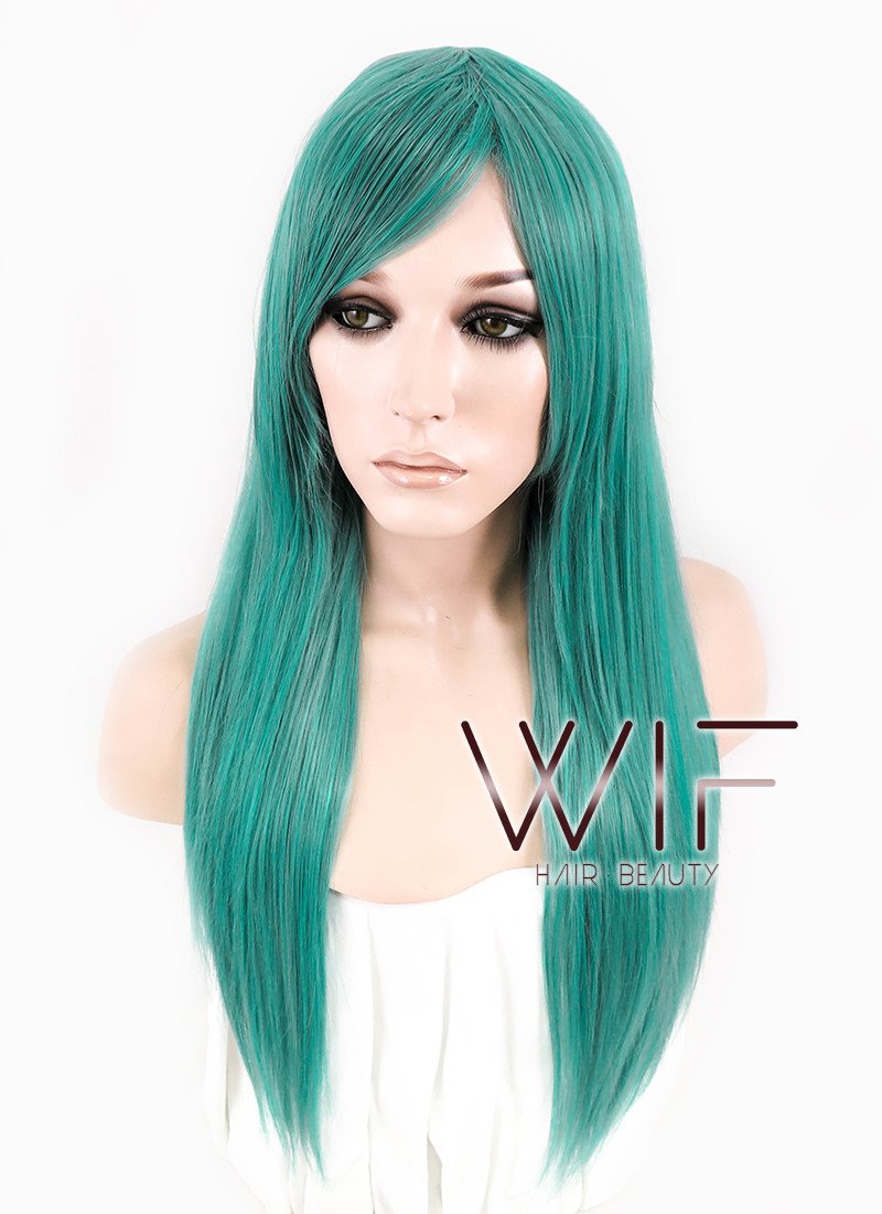 27" Straight Mixed Green Synthetic Wig ZB143