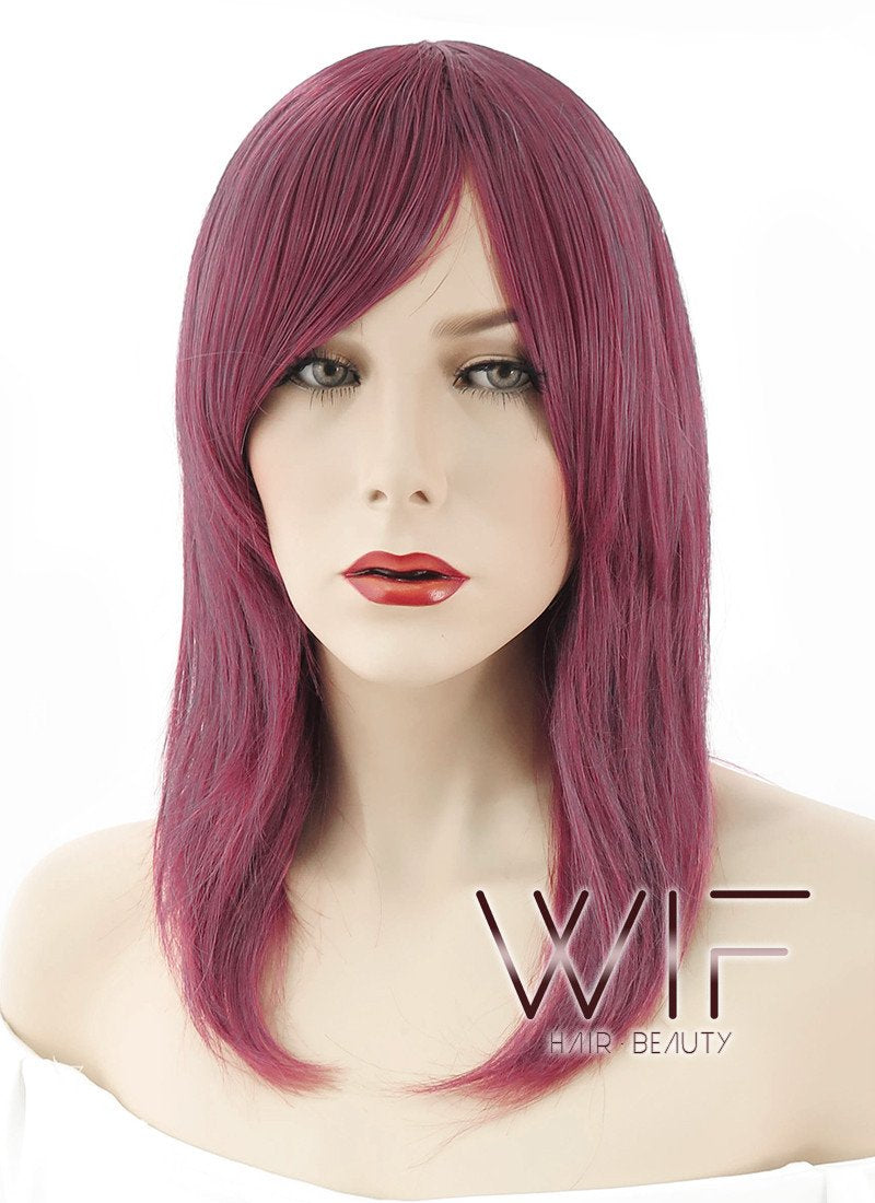 17" Straight Purple Synthetic Wig ZB052