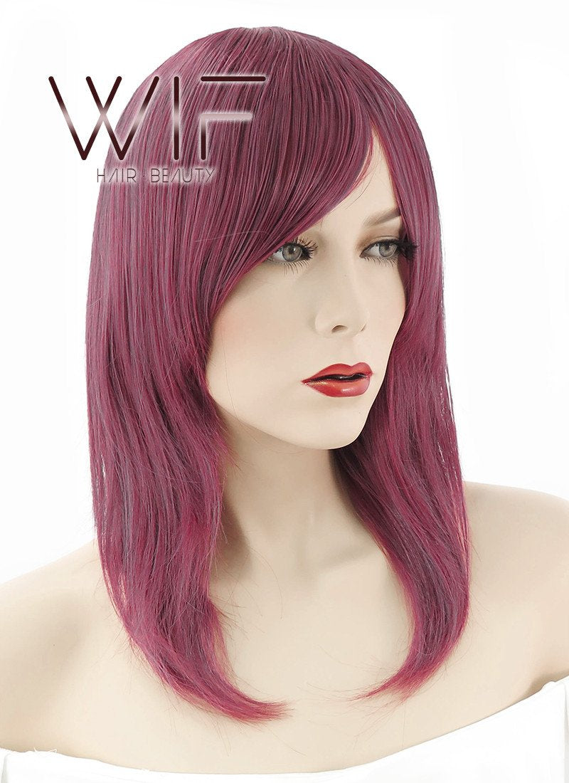 17" Straight Purple Synthetic Wig ZB052