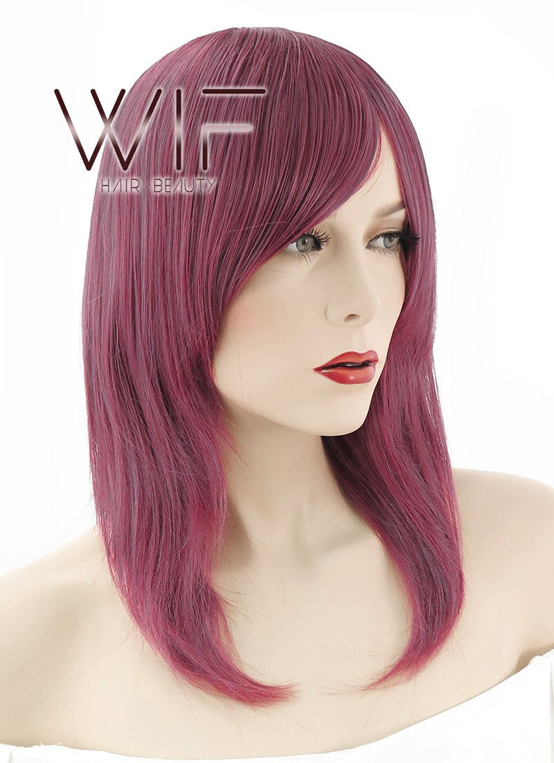17" Straight Purple Synthetic Wig ZB052
