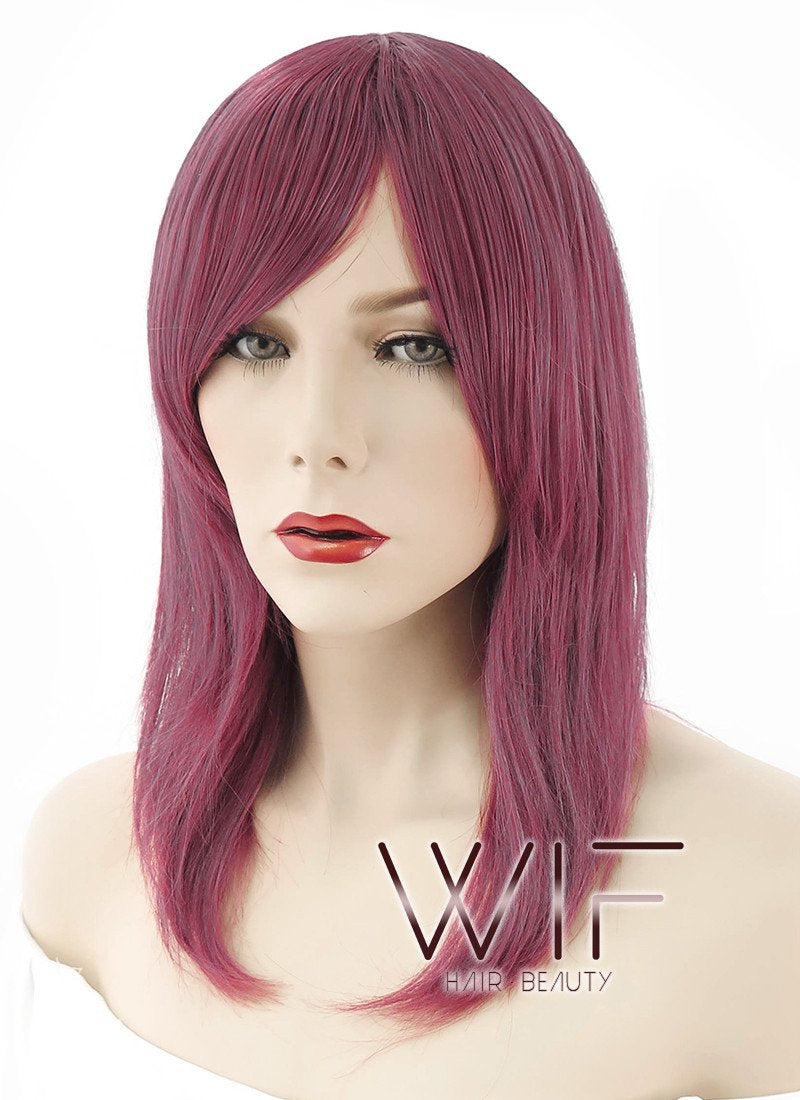17" Straight Purple Synthetic Wig ZB052