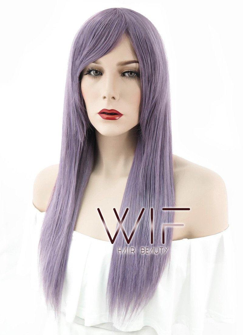27" Straight Light Purple Synthetic Wig ZB062
