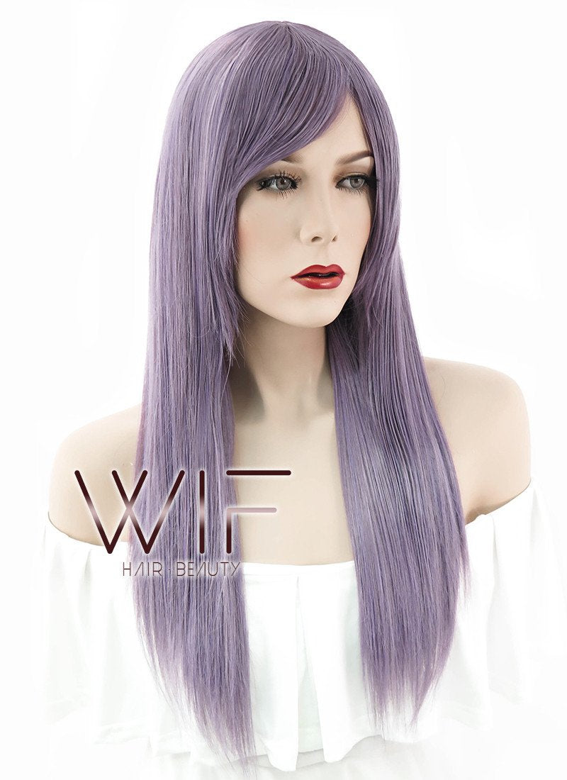 27" Straight Light Purple Synthetic Wig ZB062