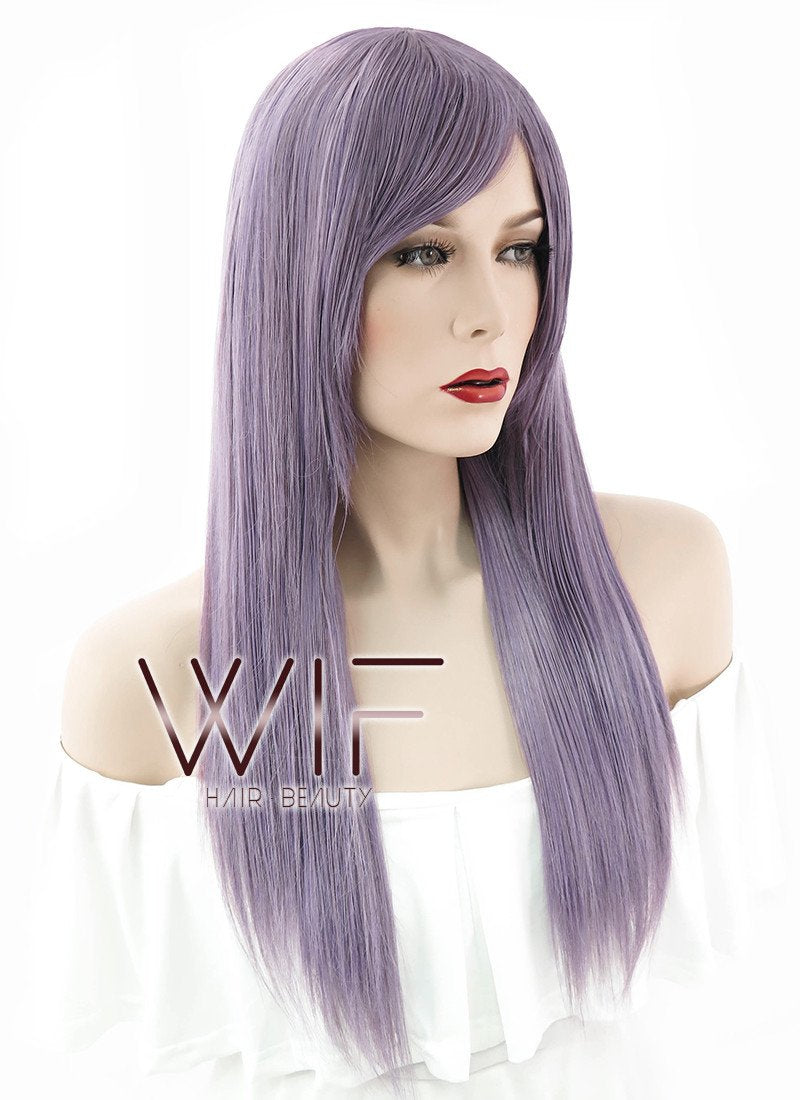 27" Straight Light Purple Synthetic Wig ZB062