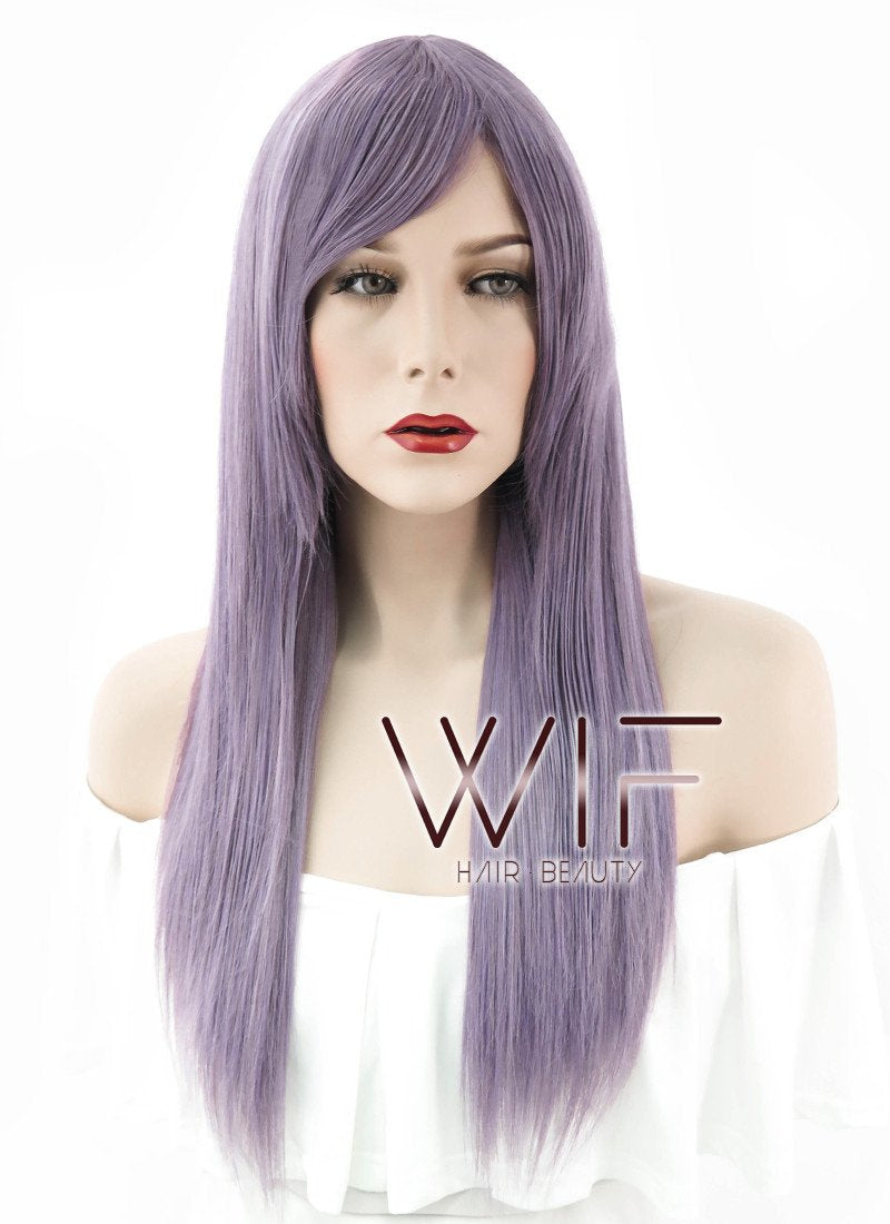 27" Straight Light Purple Synthetic Wig ZB062