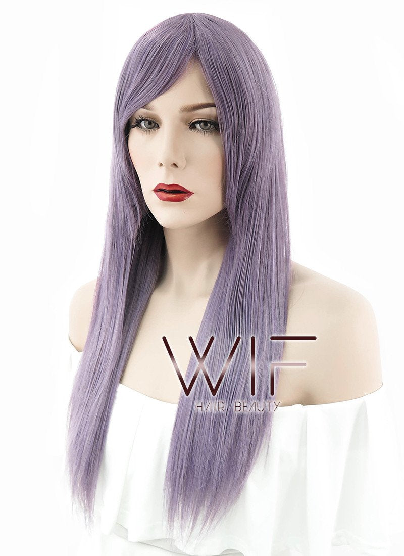 27" Straight Light Purple Synthetic Wig ZB062
