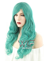 25" Wavy Turquoise Green Synthetic Wig ZB107