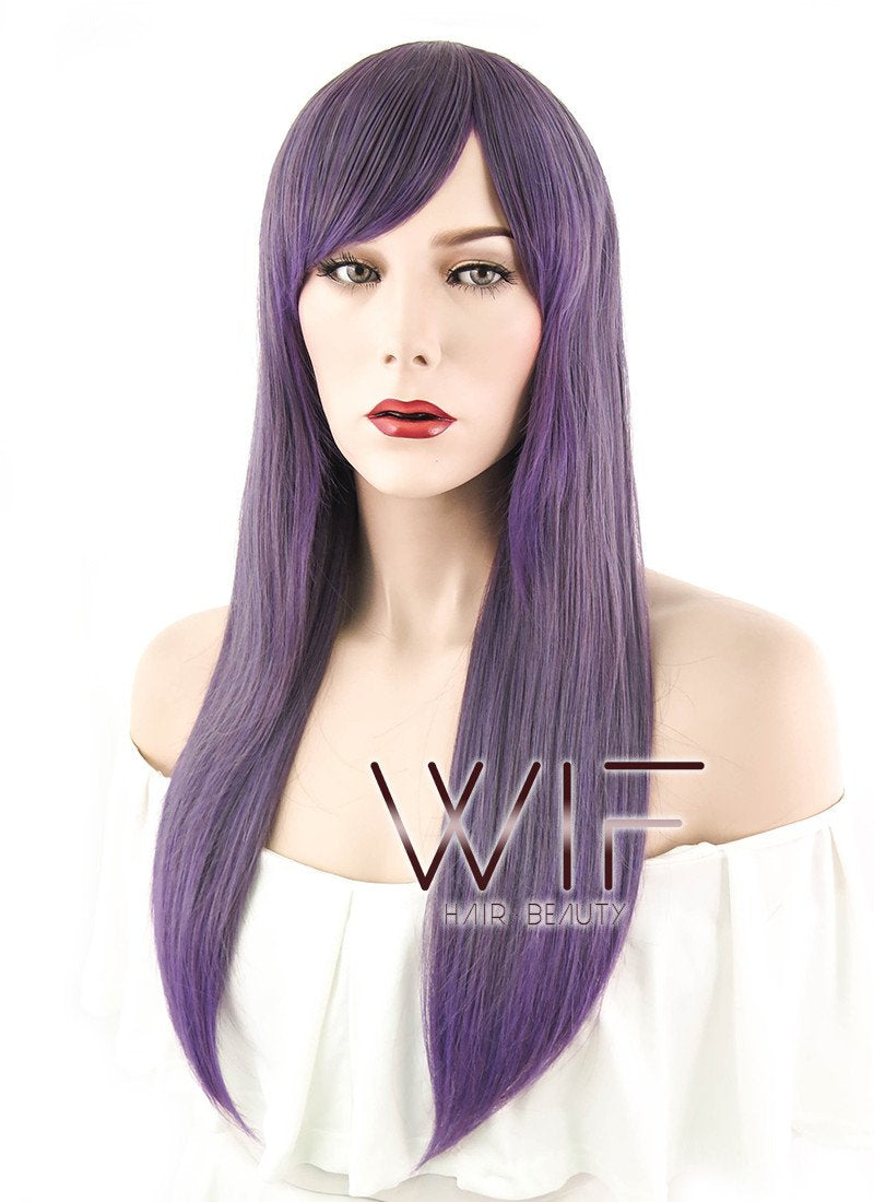 21" Straight Mixed Purple Synthetic Wig ZB234